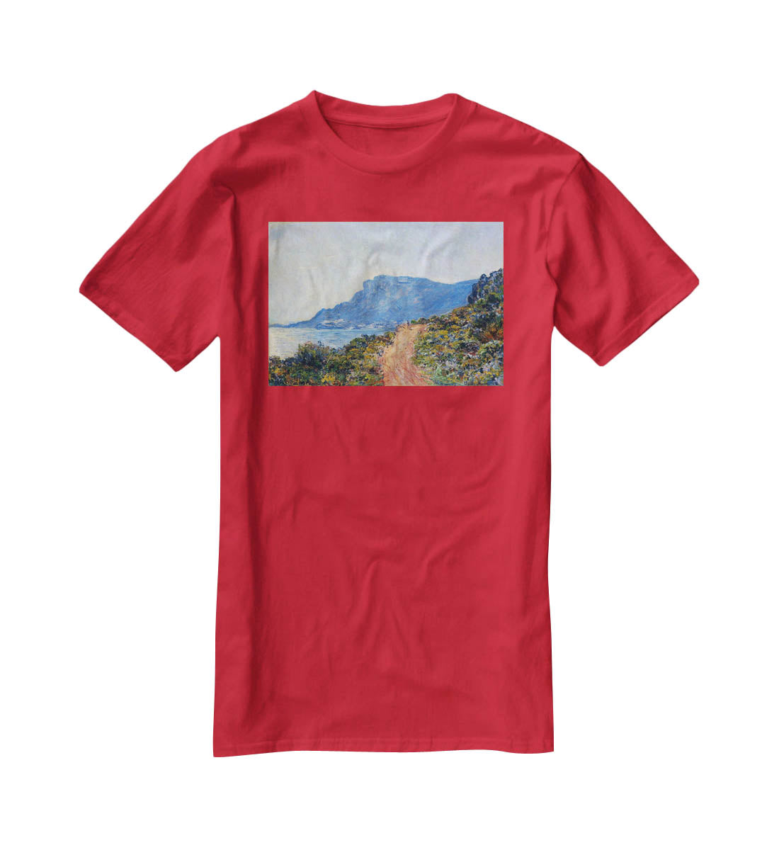 A coastal view with a bay by Monet T-Shirt - Canvas Art Rocks - 4