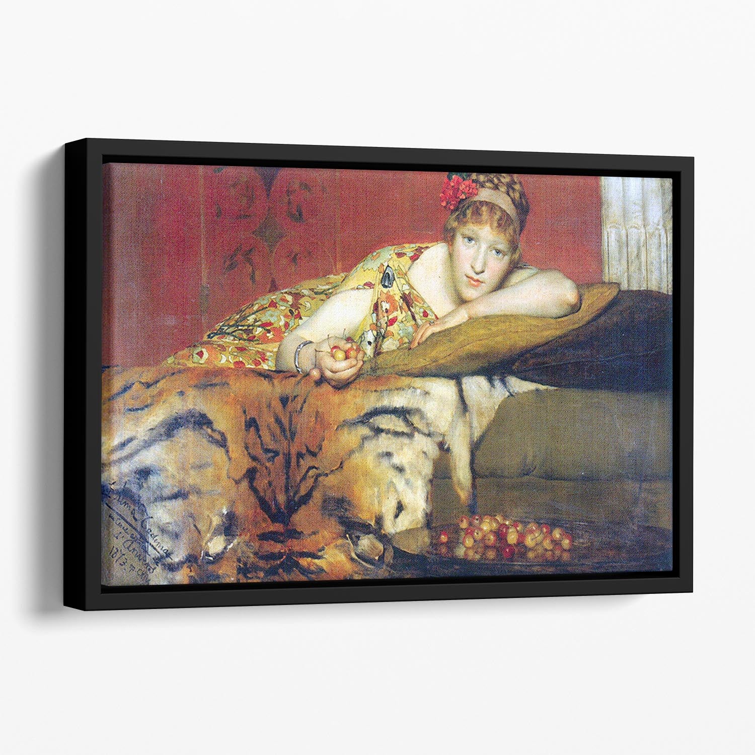 A craving for cherries by Alma Tadema Floating Framed Canvas - Canvas Art Rocks - 1