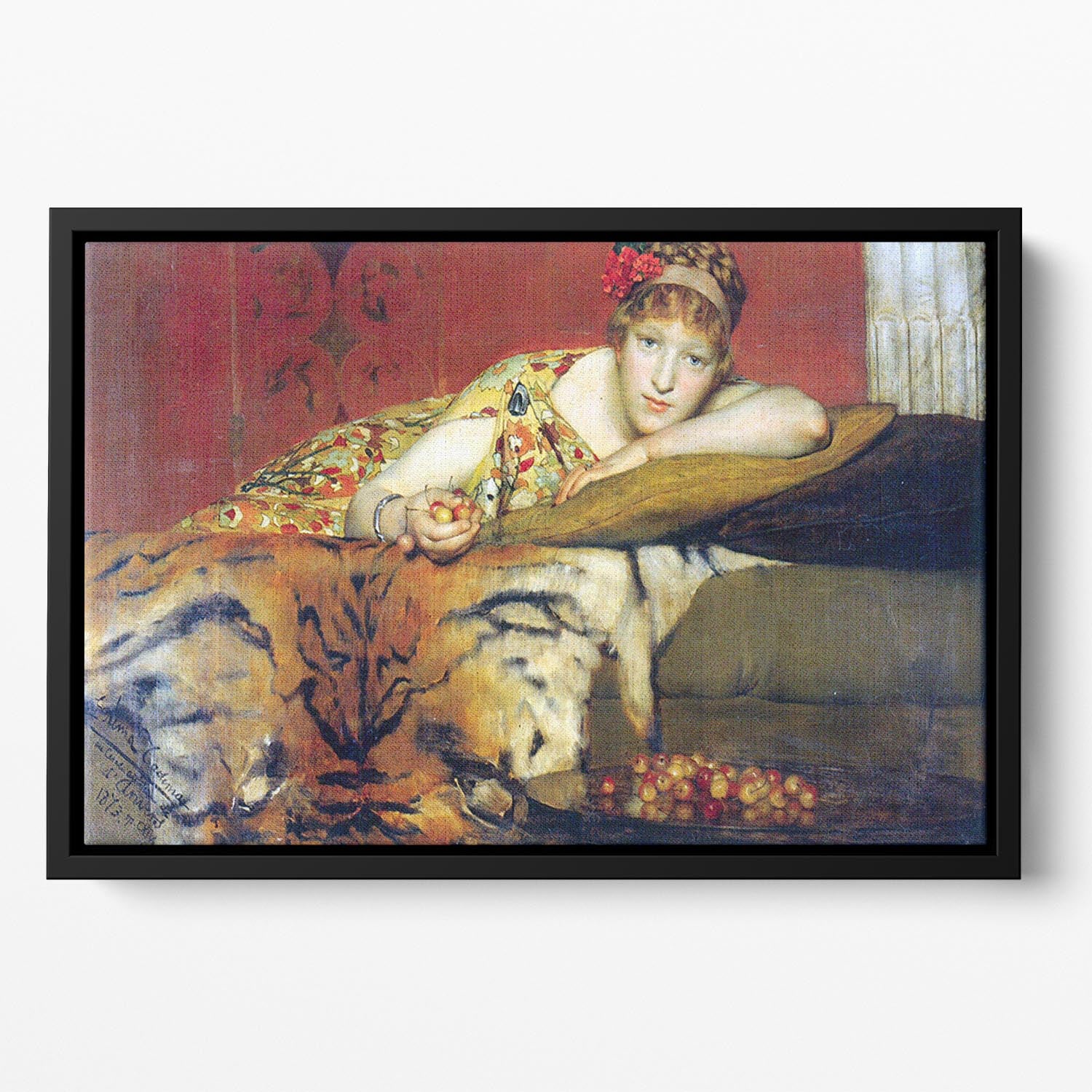 A craving for cherries by Alma Tadema Floating Framed Canvas - Canvas Art Rocks - 2