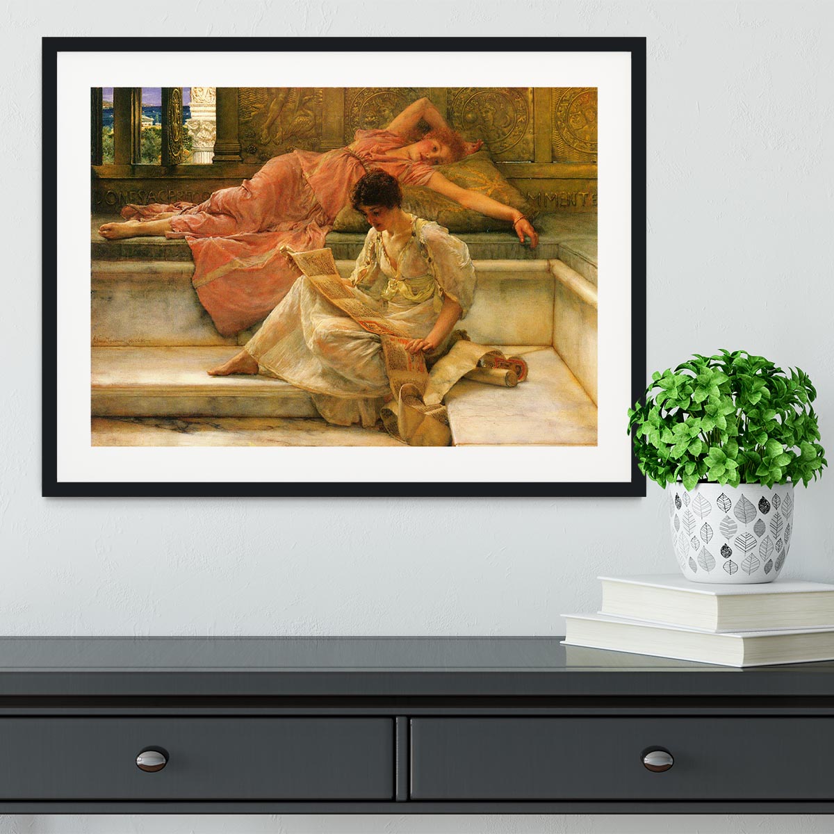 A favorite poet by Alma Tadema Framed Print - Canvas Art Rocks - 1