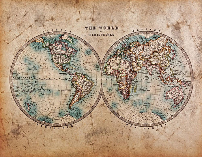 A genuine old stained World map Wall Mural Wallpaper