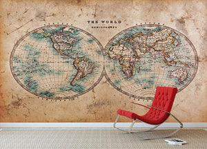 A genuine old stained World map Wall Mural Wallpaper - Canvas Art Rocks - 2