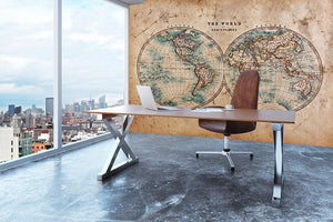 A genuine old stained World map Wall Mural Wallpaper - Canvas Art Rocks - 3