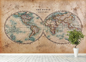A genuine old stained World map Wall Mural Wallpaper - Canvas Art Rocks - 4