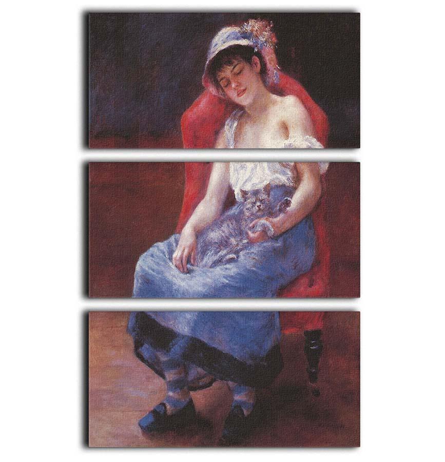 A girl asleep by Renoir 3 Split Panel Canvas Print - Canvas Art Rocks - 1