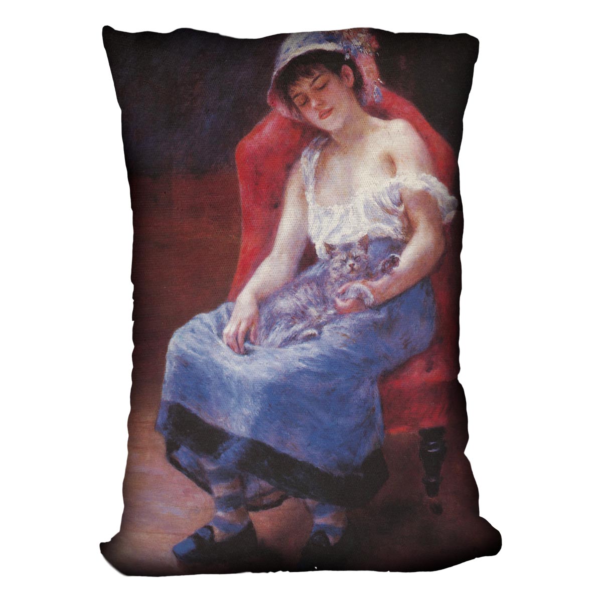A girl asleep by Renoir Cushion