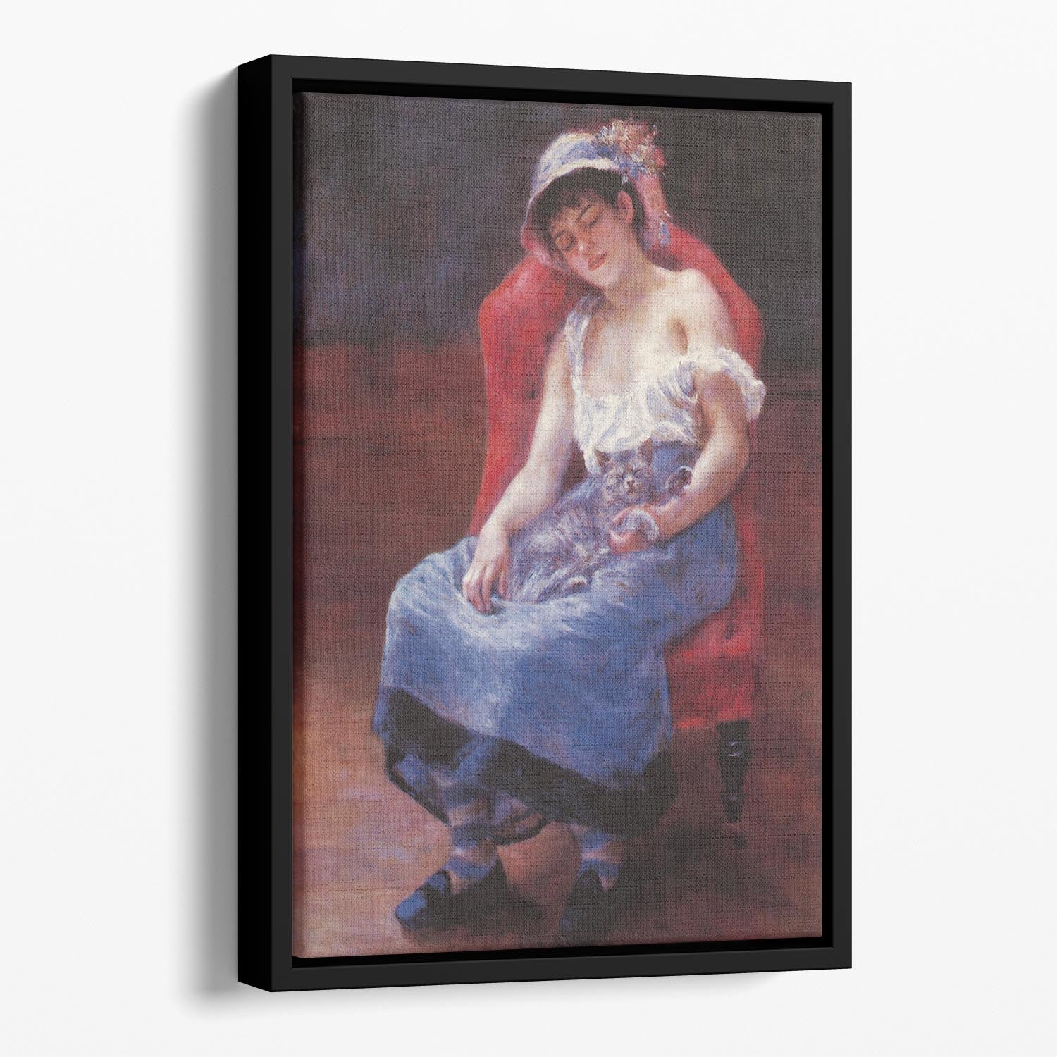 A girl asleep by Renoir Floating Framed Canvas