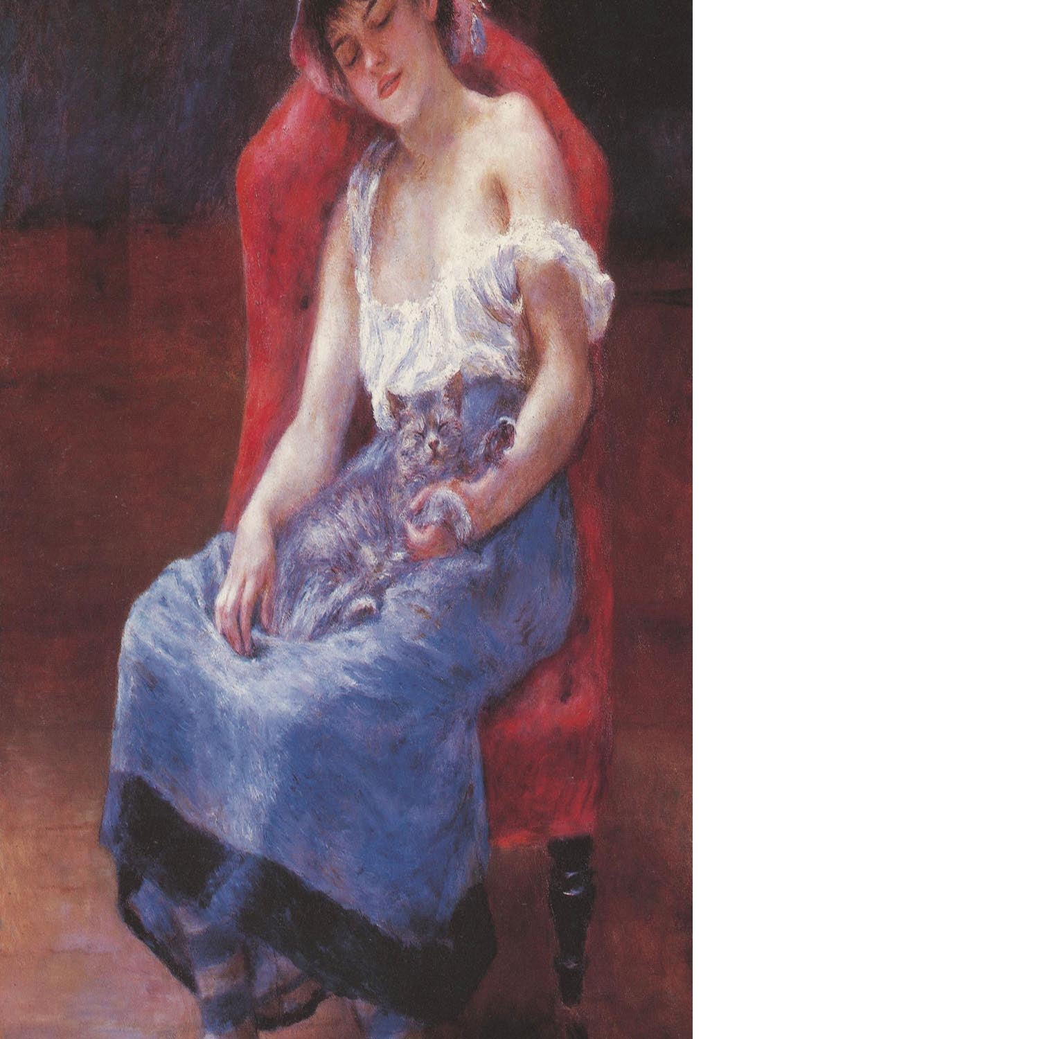 A girl asleep by Renoir Floating Framed Canvas