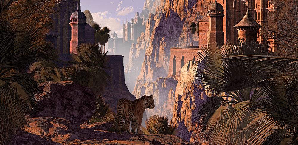A landscape in India Wall Mural Wallpaper - Canvas Art Rocks - 1