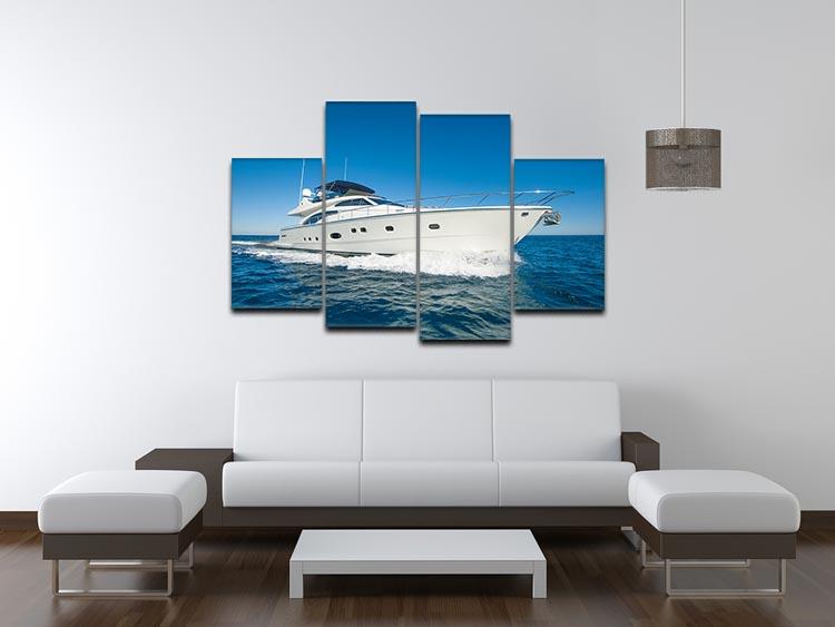 A luxury private motor yacht 4 Split Panel Canvas  - Canvas Art Rocks - 3
