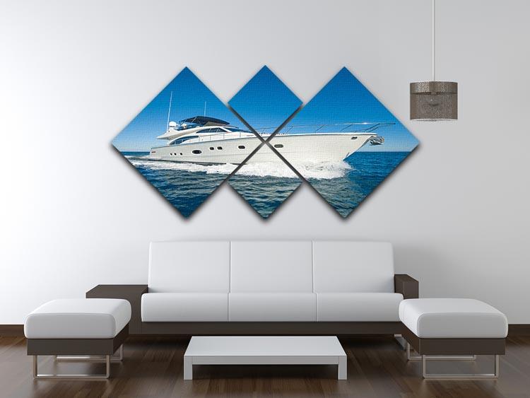 A luxury private motor yacht 4 Square Multi Panel Canvas  - Canvas Art Rocks - 3