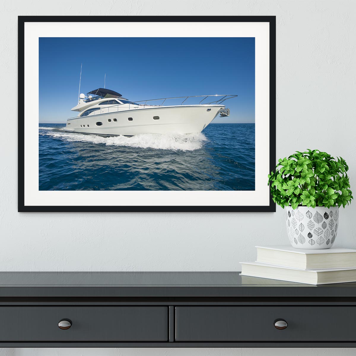 A luxury private motor yacht Framed Print - Canvas Art Rocks - 1
