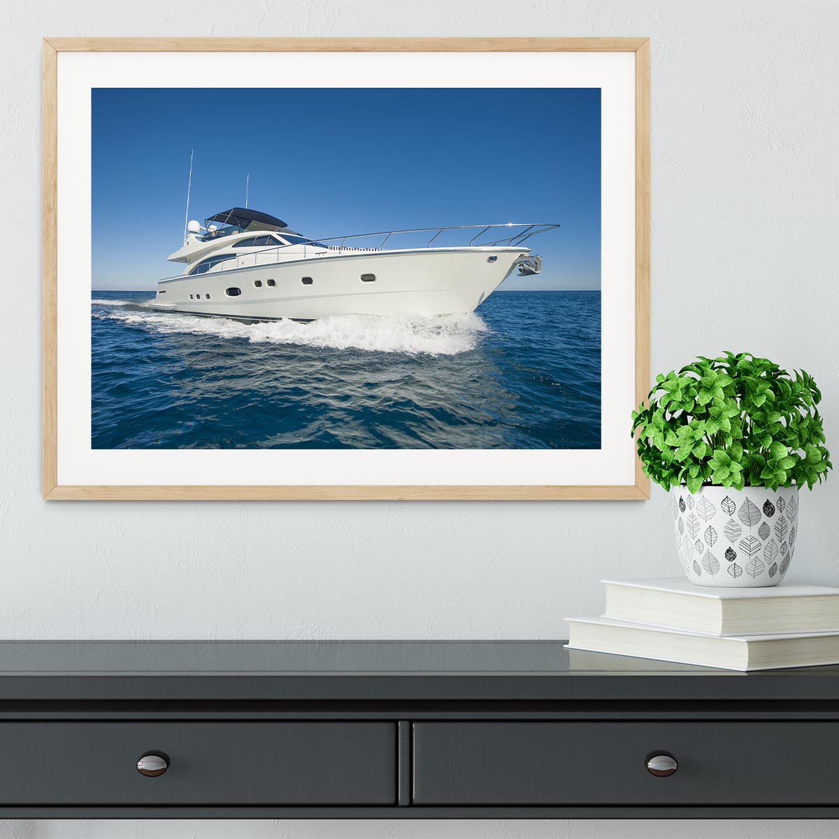 A luxury private motor yacht Framed Print - Canvas Art Rocks - 3