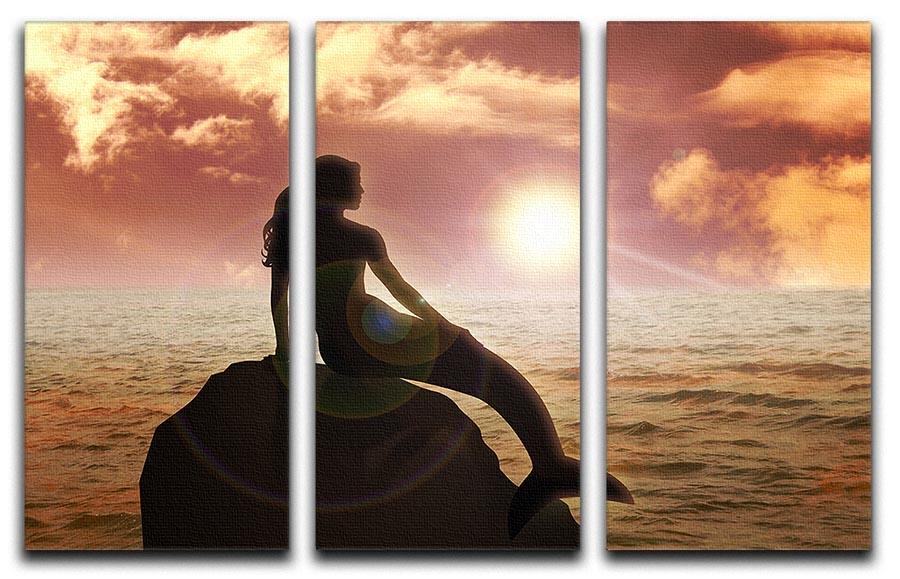 A mermaid sitting 3 Split Panel Canvas Print - Canvas Art Rocks - 1