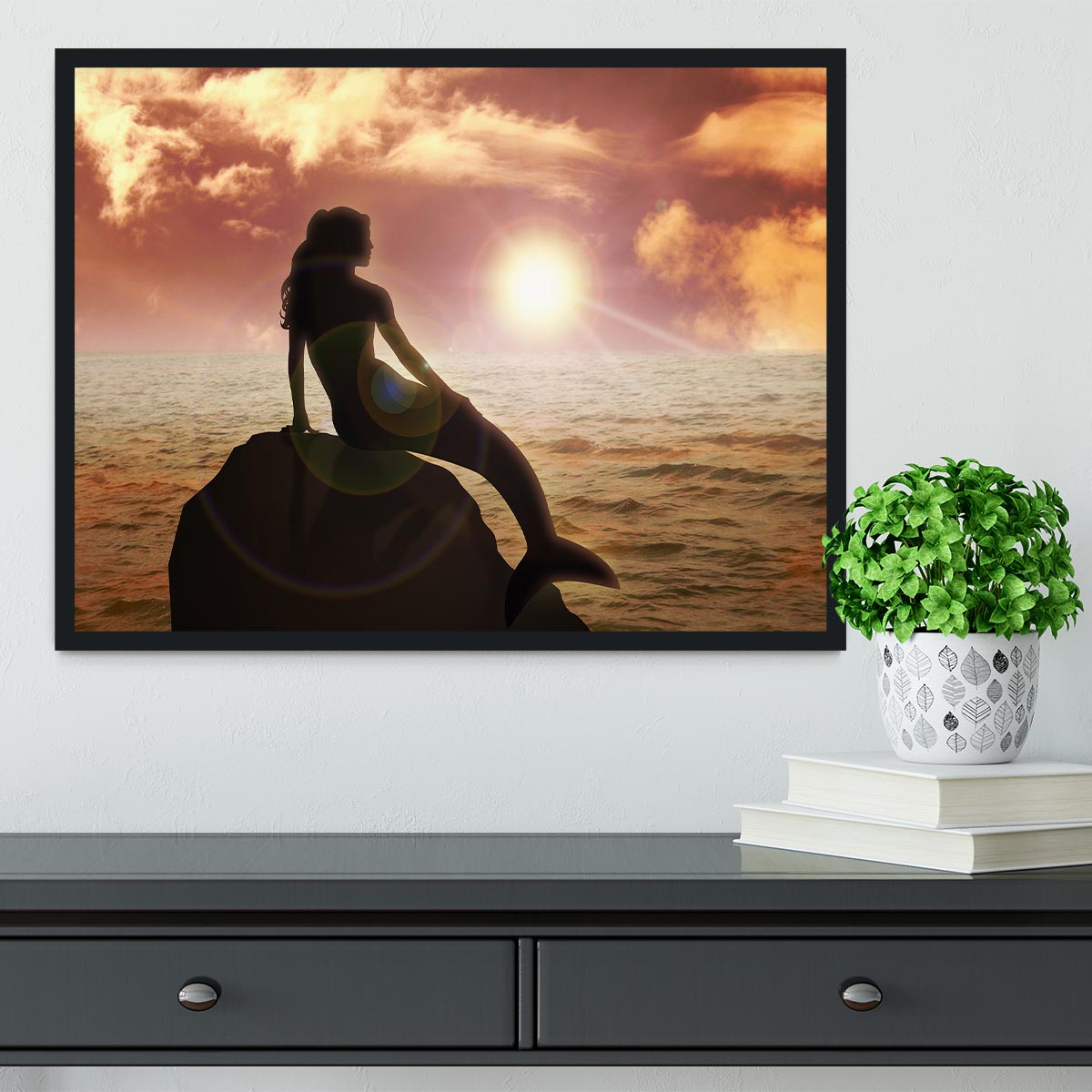 A mermaid sitting Framed Print - Canvas Art Rocks - 2