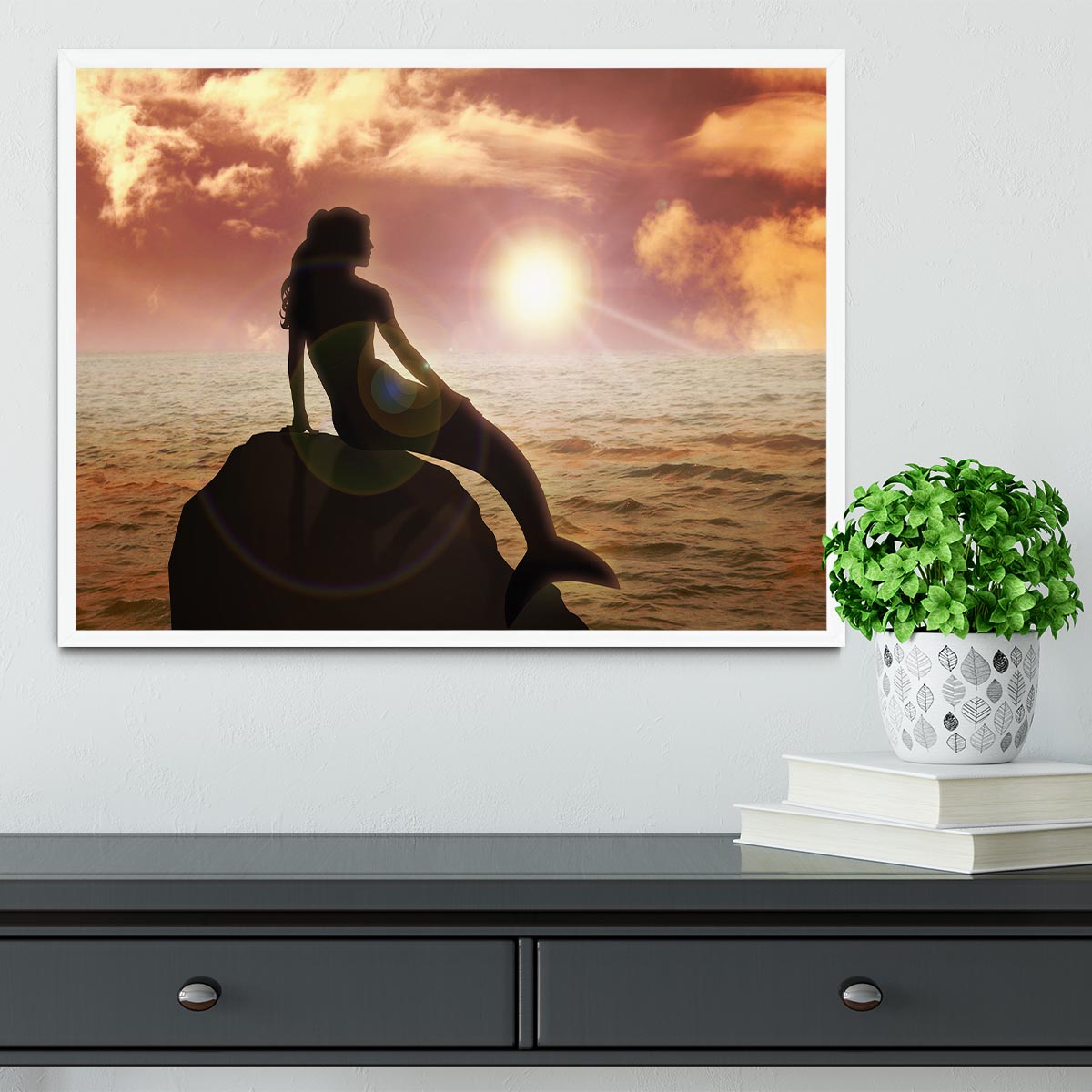 A mermaid sitting Framed Print - Canvas Art Rocks -6