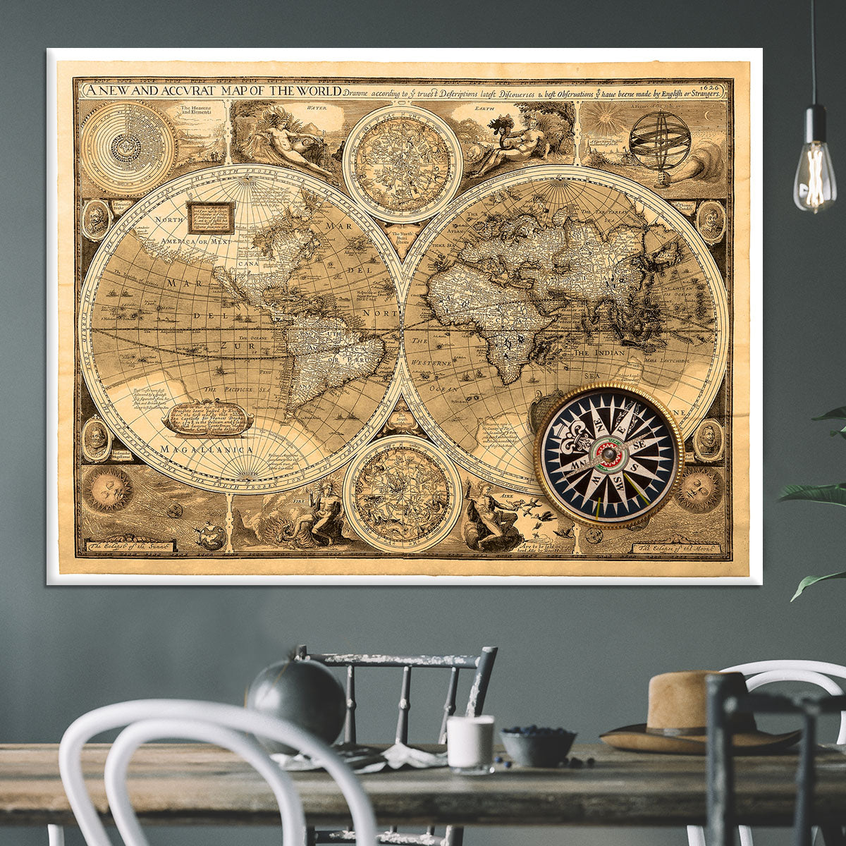 A new and accvrat map of the world Canvas Print or Poster - Canvas Art Rocks - 3