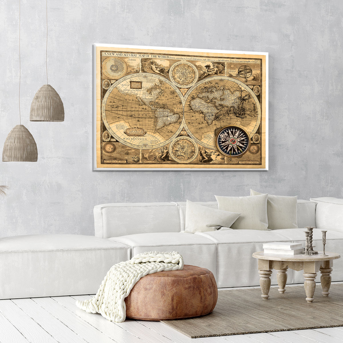 A new and accvrat map of the world Canvas Print or Poster - Canvas Art Rocks - 6
