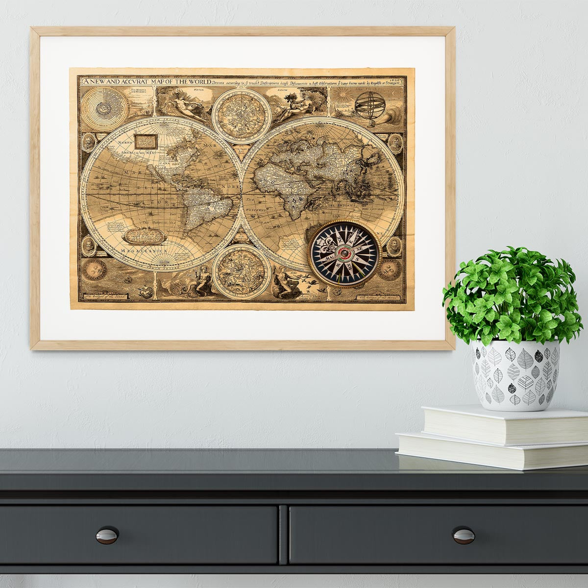 A new and accvrat map of the world Framed Print - Canvas Art Rocks - 3