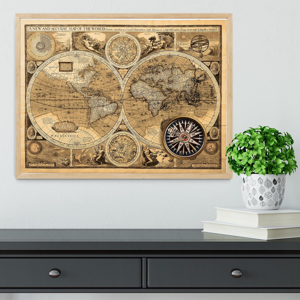 A new and accvrat map of the world Framed Print - Canvas Art Rocks - 4