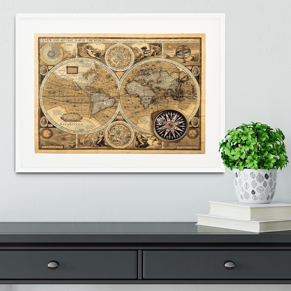 A new and accvrat map of the world Framed Print - Canvas Art Rocks - 5