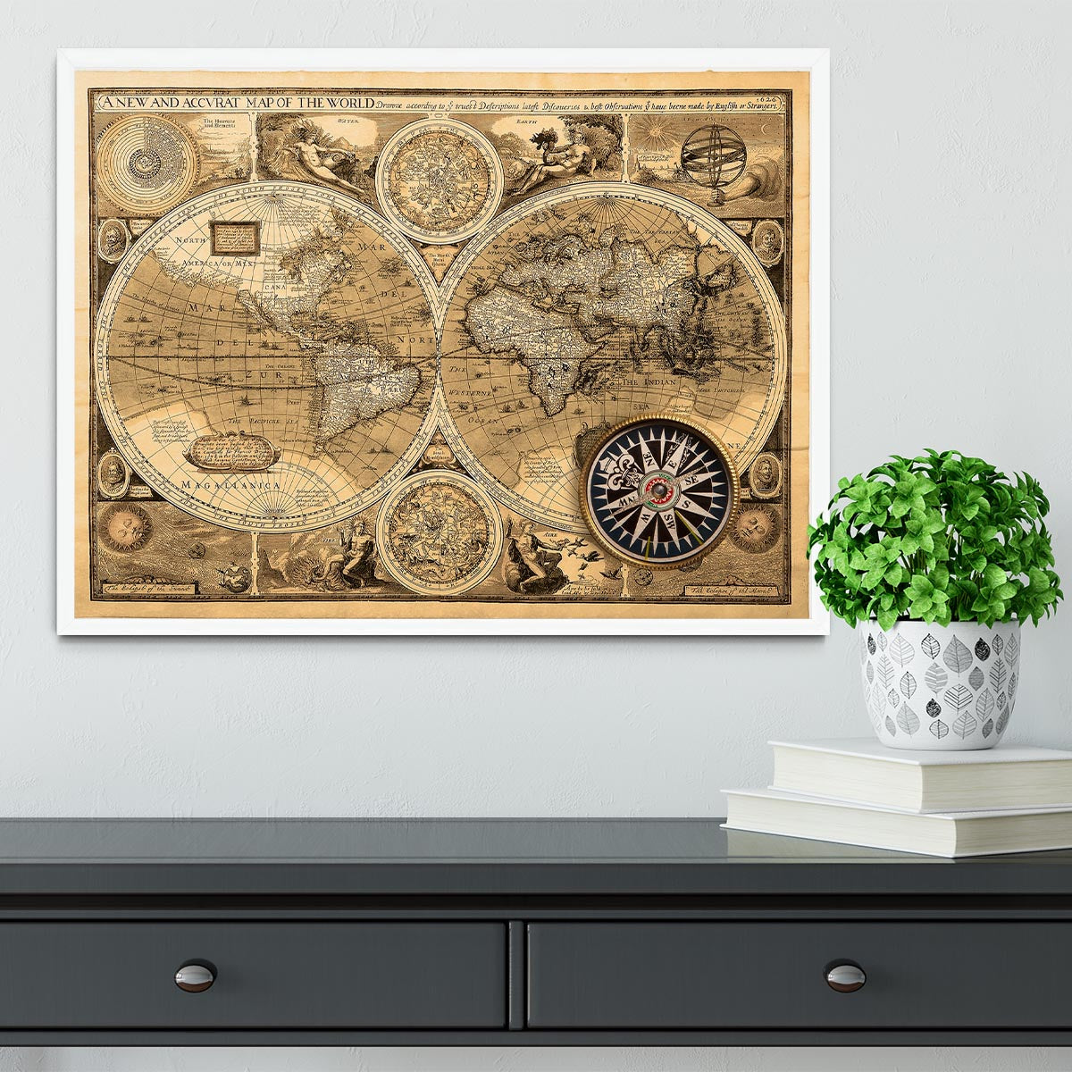 A new and accvrat map of the world Framed Print - Canvas Art Rocks -6