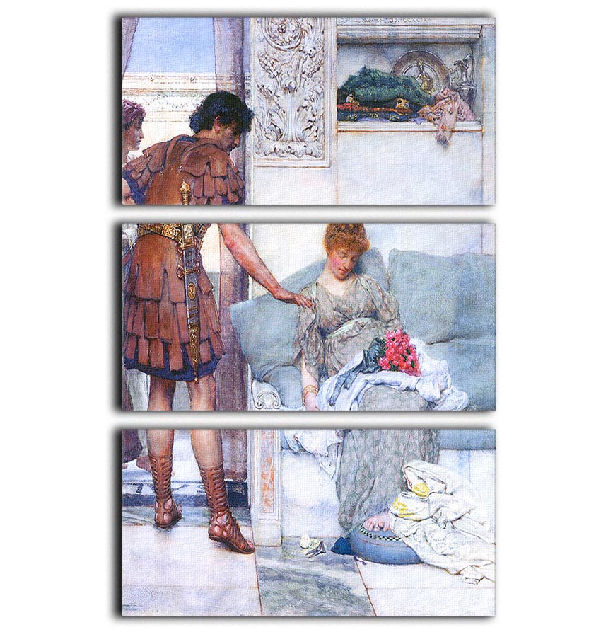 A quiet greeting by Alma Tadema 3 Split Panel Canvas Print - Canvas Art Rocks - 1