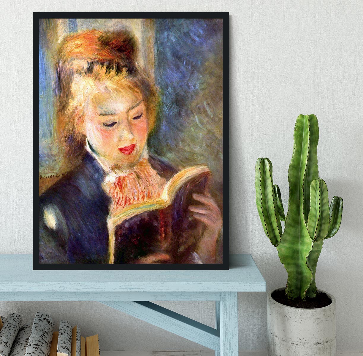 A reading girl1 by Renoir Framed Print - Canvas Art Rocks - 2