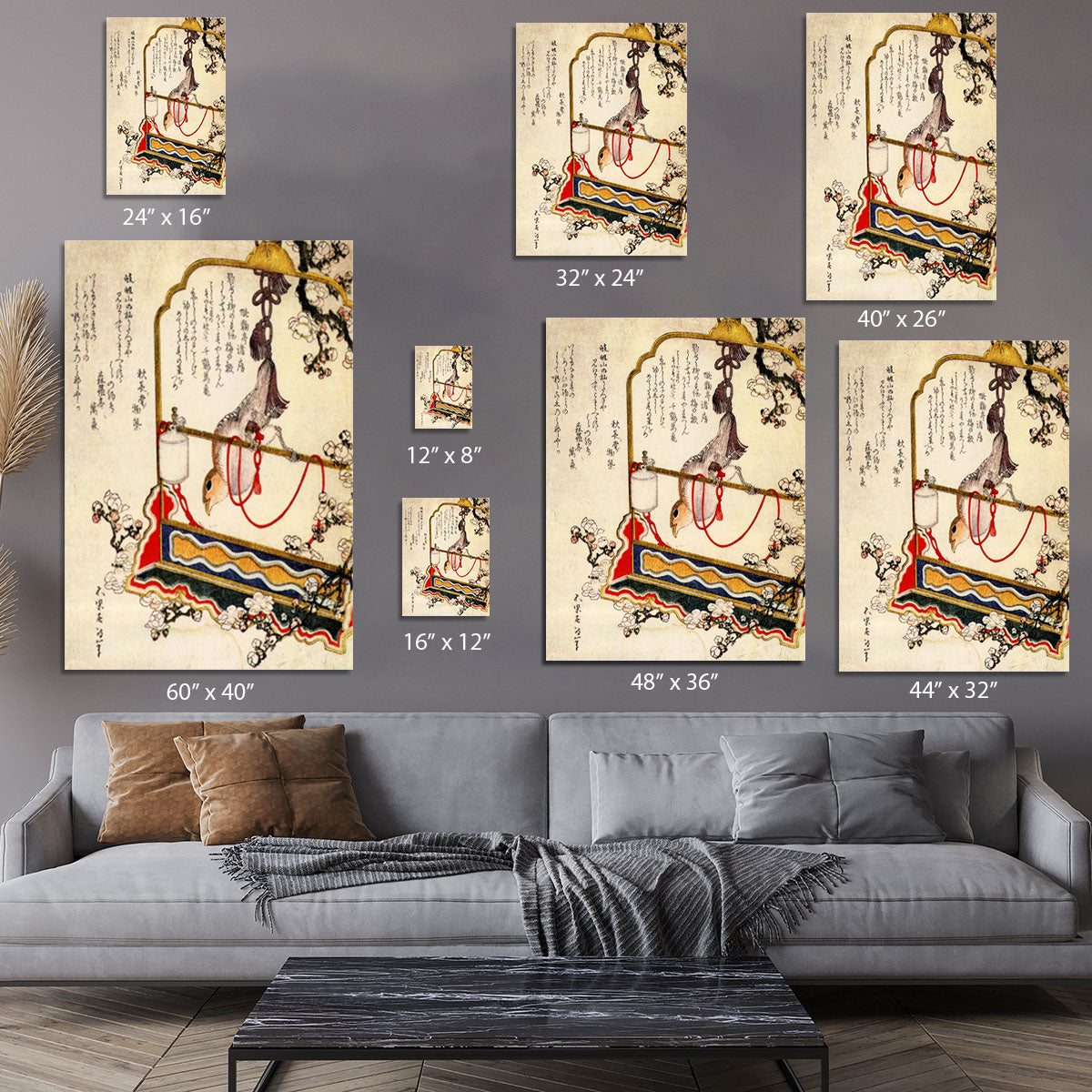 A robin as a present by Hokusai Canvas Print or Poster - Canvas Art Rocks - 7