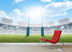 A rugby stadium with rugby posts Wall Mural Wallpaper - Canvas Art Rocks - 2