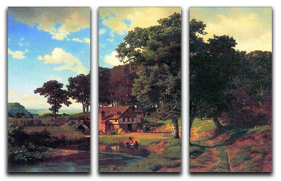 A rustic mill by Bierstadt 3 Split Panel Canvas Print - Canvas Art Rocks - 1