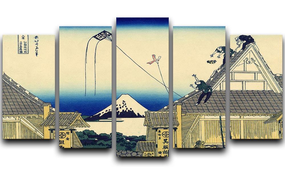 A sketch of the Mitsui shop by Hokusai 5 Split Panel Canvas  - Canvas Art Rocks - 1