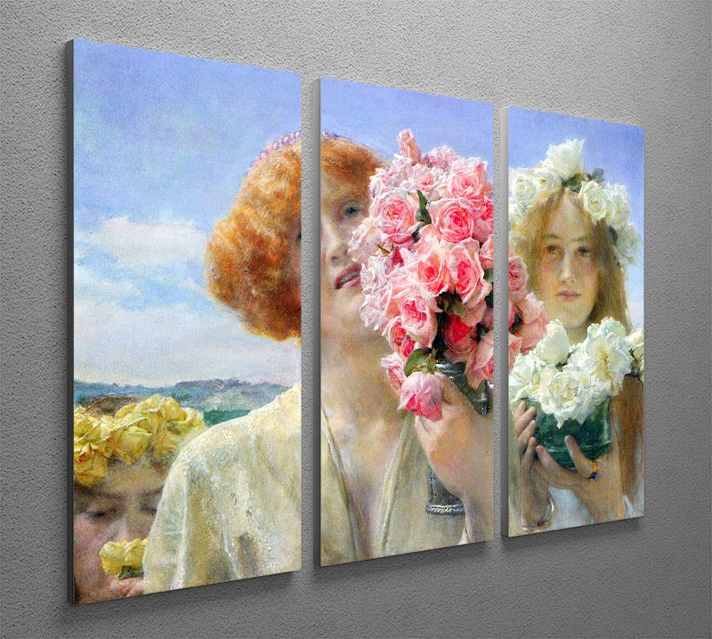 A summer offering by Alma Tadema 3 Split Panel Canvas Print - Canvas Art Rocks - 2