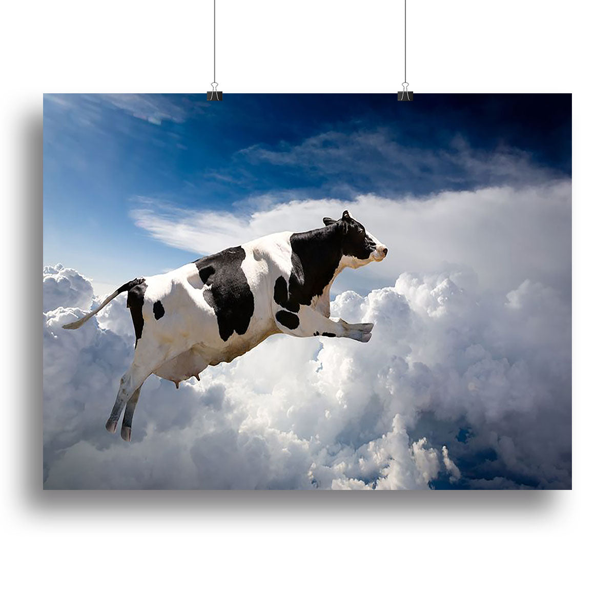 A super cow flying over clouds Canvas Print or Poster - Canvas Art Rocks - 2