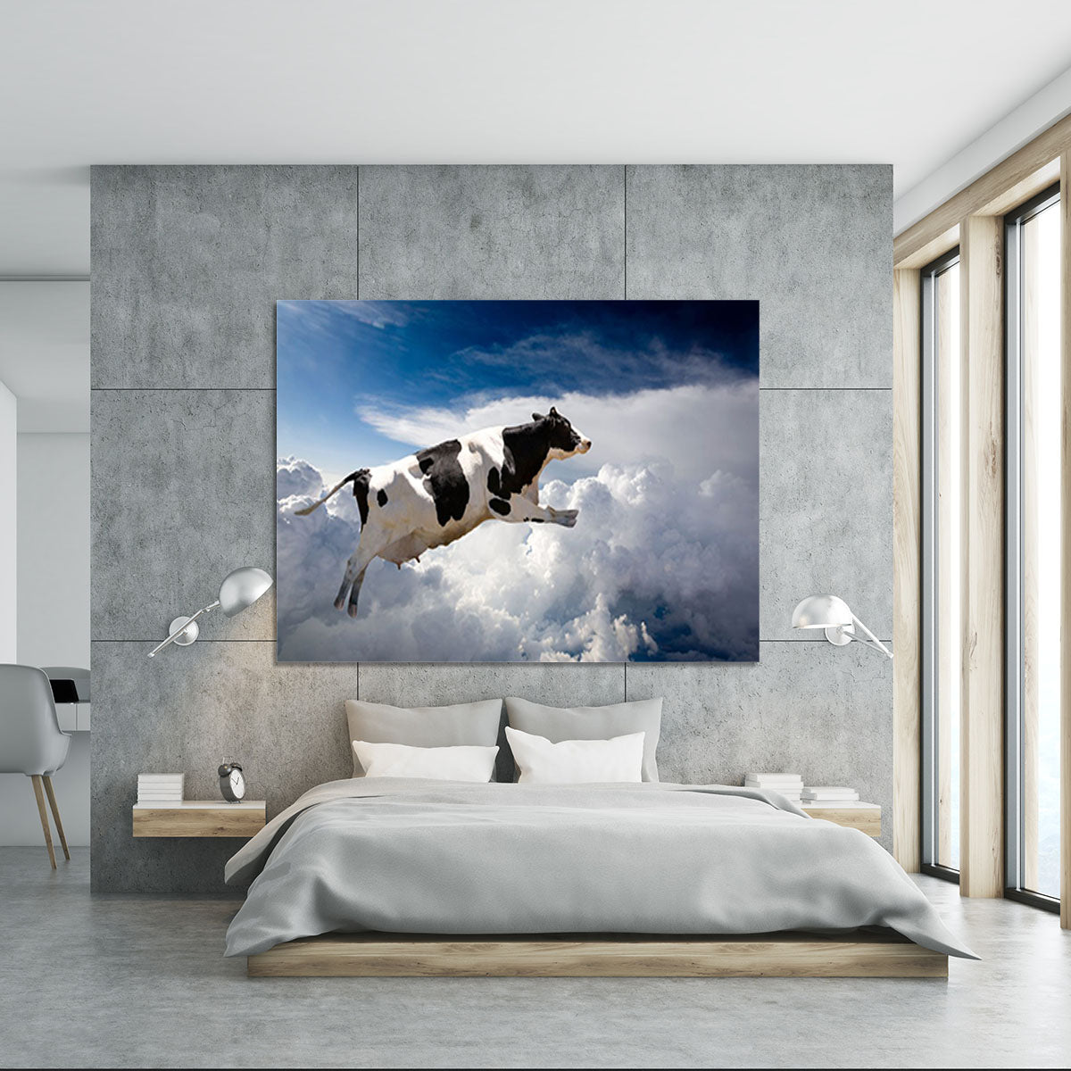 A super cow flying over clouds Canvas Print or Poster - Canvas Art Rocks - 5