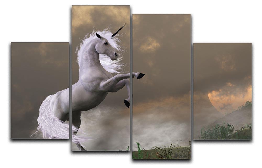 A unicorn stag asserts its power 4 Split Panel Canvas  - Canvas Art Rocks - 1