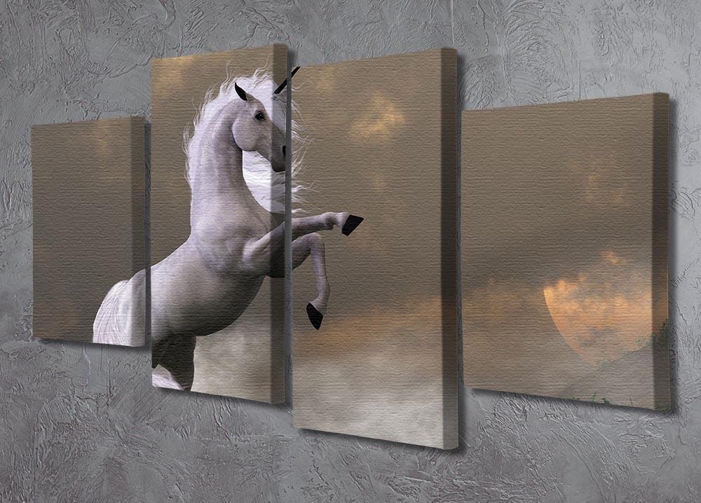 A unicorn stag asserts its power 4 Split Panel Canvas  - Canvas Art Rocks - 2