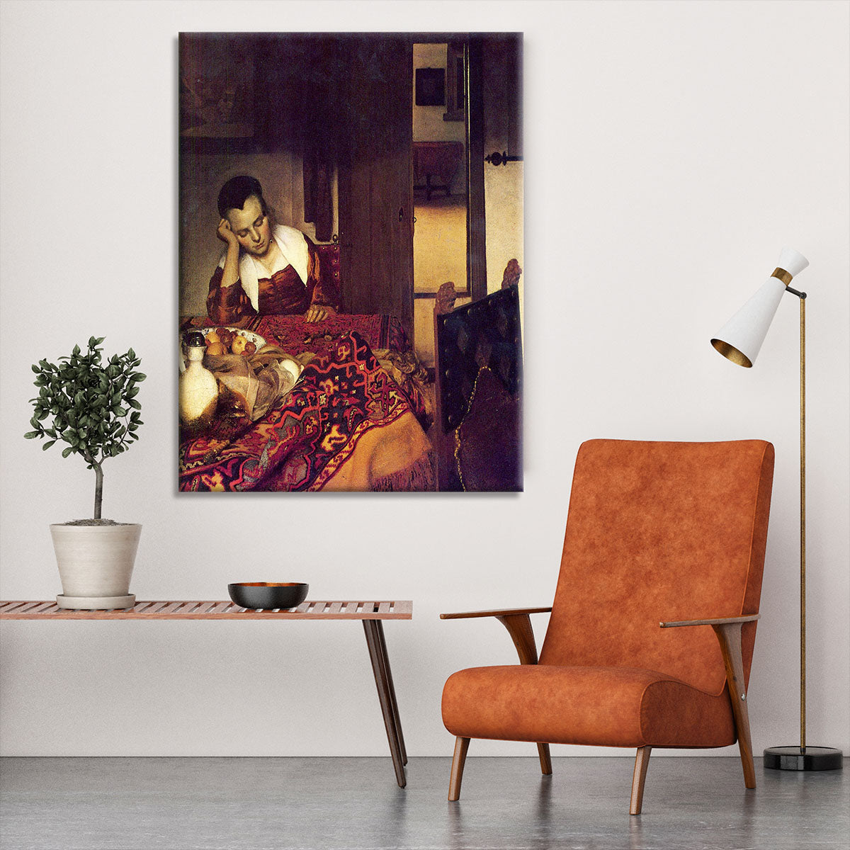 A woman asleep by Vermeer Canvas Print or Poster - Canvas Art Rocks - 6