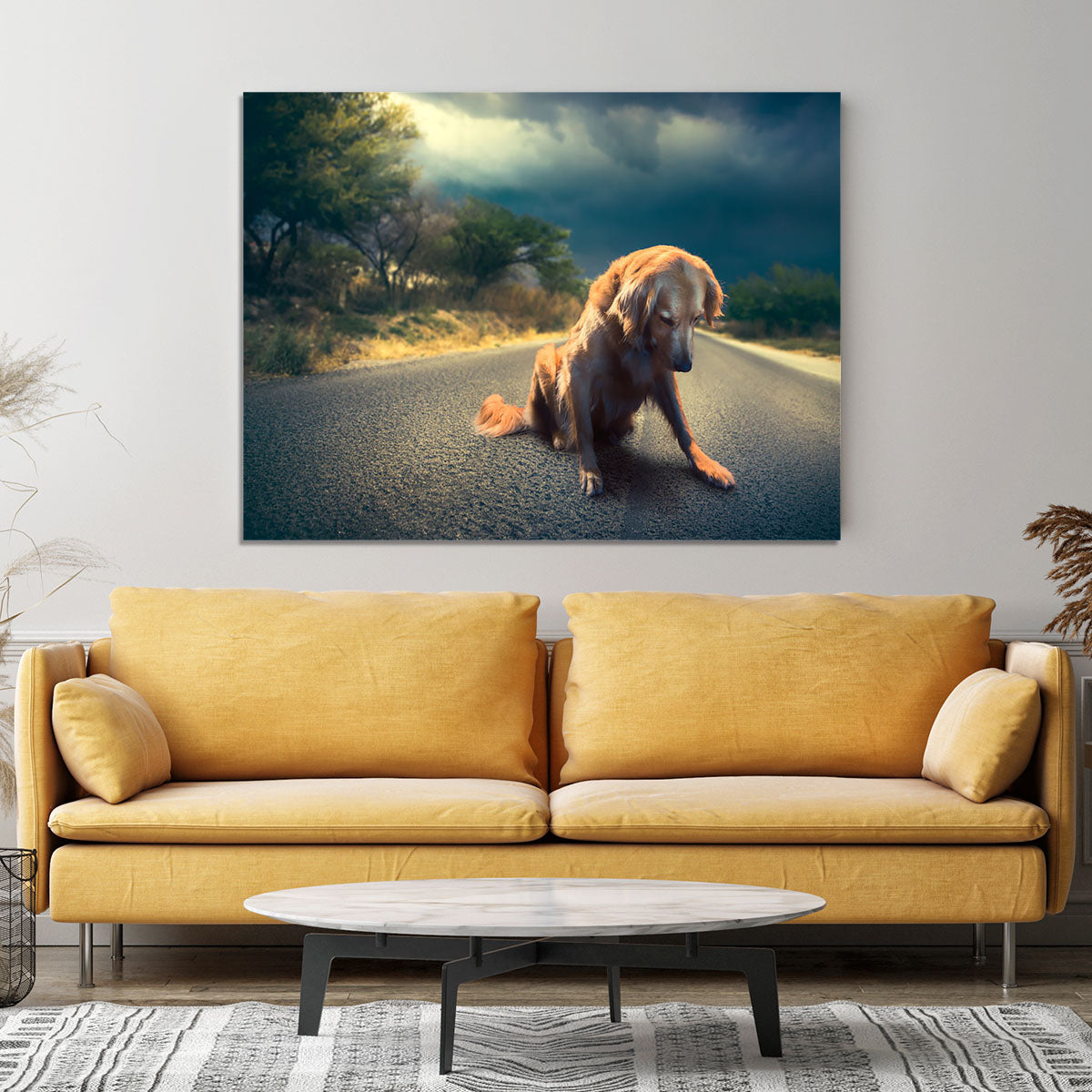 Abandoned dog in the middle of the road Canvas Print or Poster - Canvas Art Rocks - 4