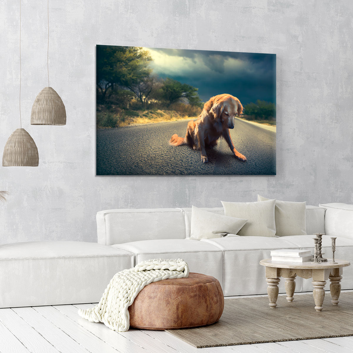 Abandoned dog in the middle of the road Canvas Print or Poster - Canvas Art Rocks - 6