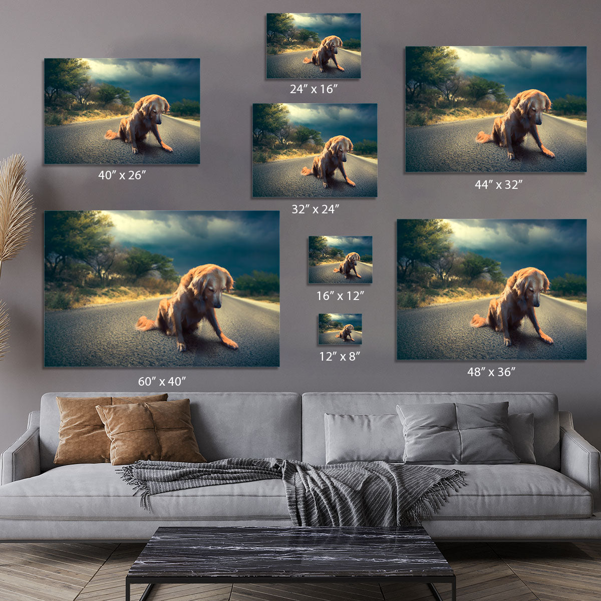 Abandoned dog in the middle of the road Canvas Print or Poster - Canvas Art Rocks - 7