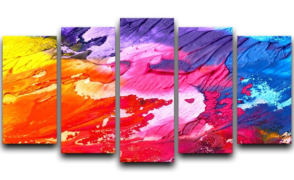 Abstract Oil Paint 5 Split Panel Canvas  - Canvas Art Rocks - 1