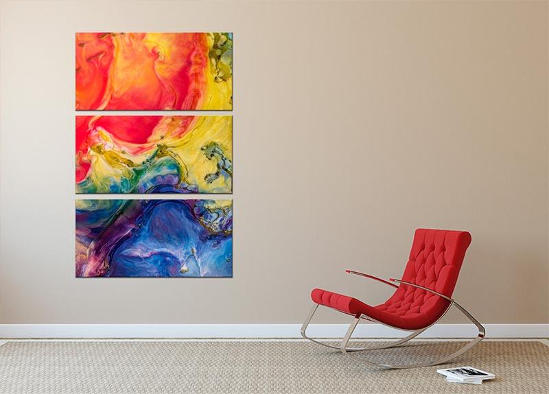 Abstract Red And Blue 3 Split Panel Canvas Print - Canvas Art Rocks - 2