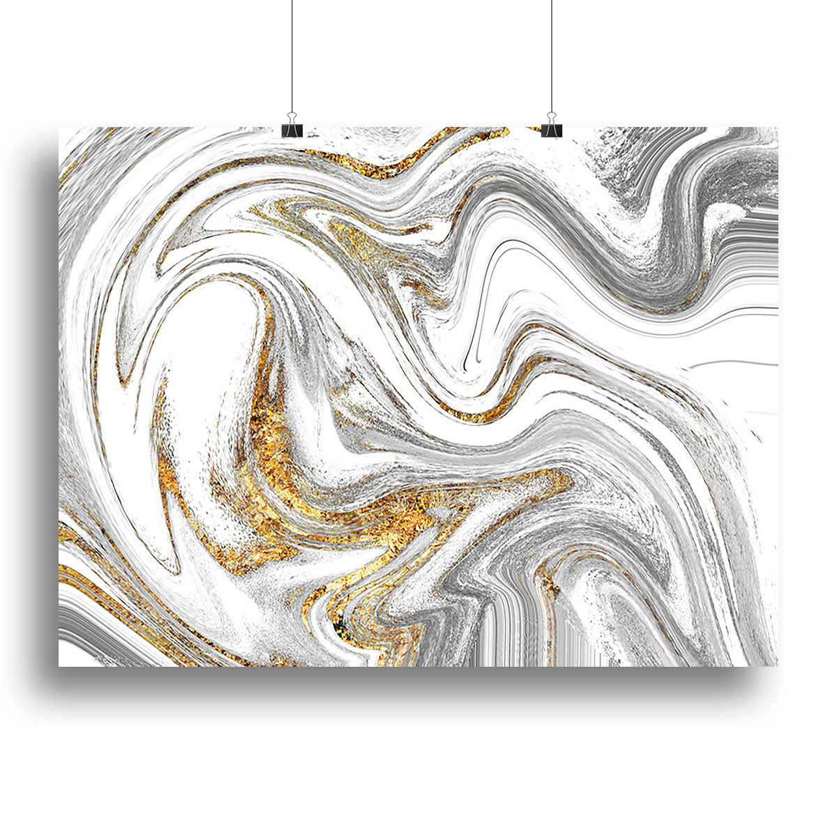 Abstract Swirled White Grey and Gold Marble Canvas Print or Poster - Canvas Art Rocks - 2