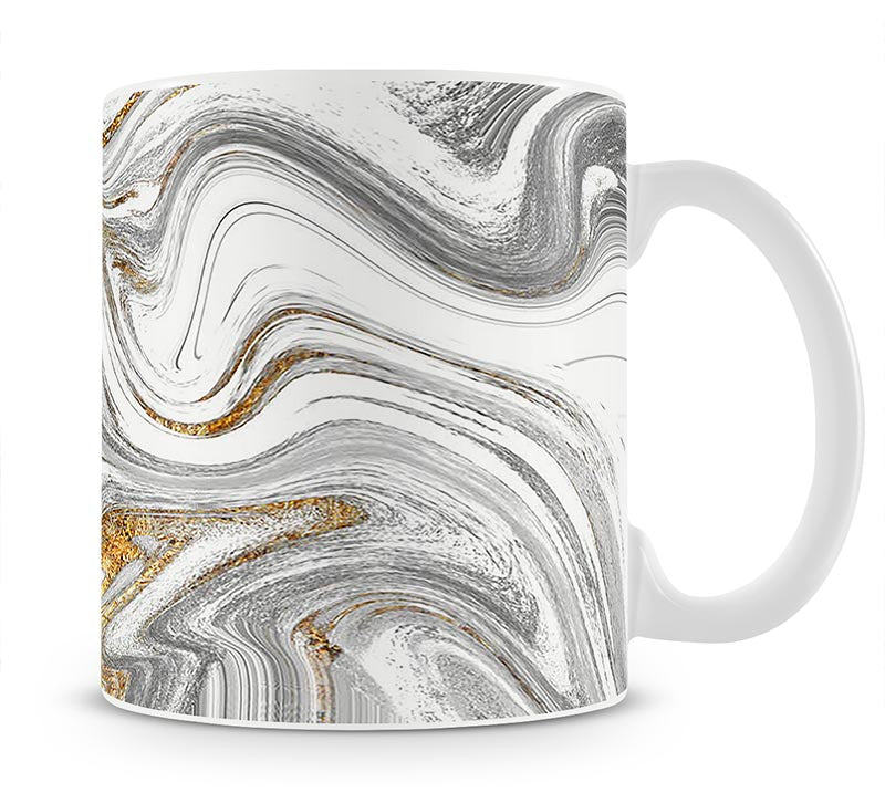 Abstract Swirled White Grey and Gold Marble Mug - Canvas Art Rocks - 1
