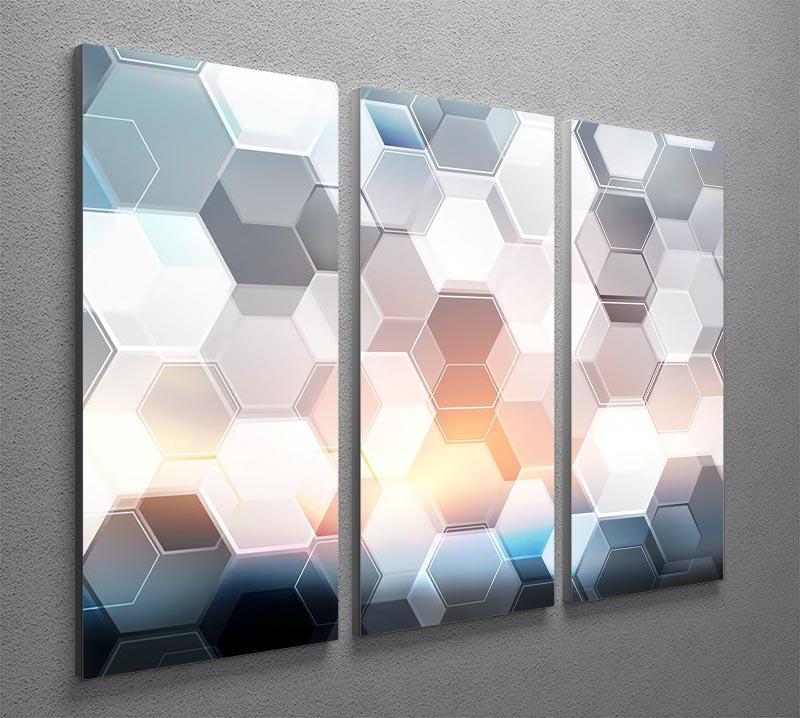 Abstract modern tech hexagon 3 Split Panel Canvas Print - Canvas Art Rocks - 2