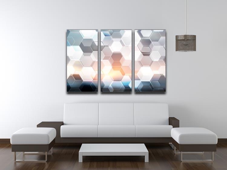 Abstract modern tech hexagon 3 Split Panel Canvas Print - Canvas Art Rocks - 3