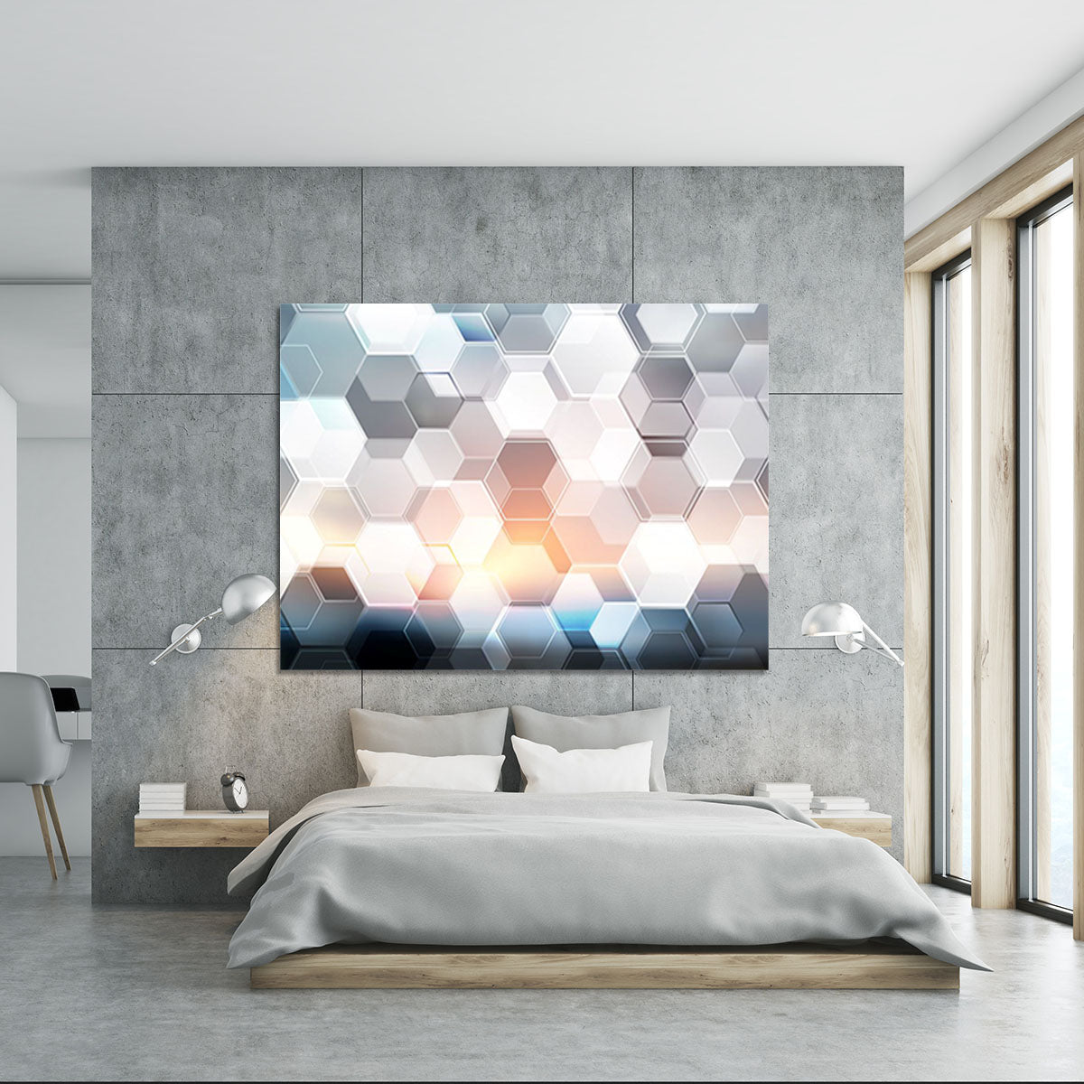 Abstract modern tech hexagon Canvas Print or Poster - Canvas Art Rocks - 5