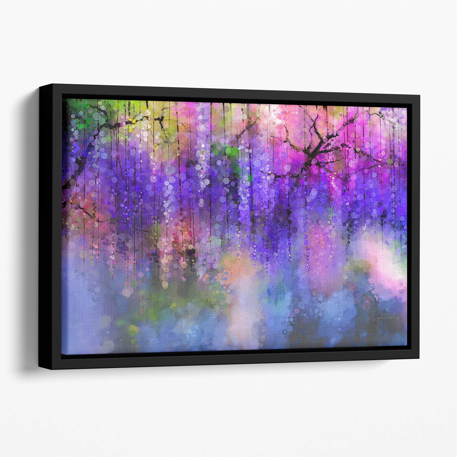 Abstract violet red and yellow color flowers Floating Framed Canvas