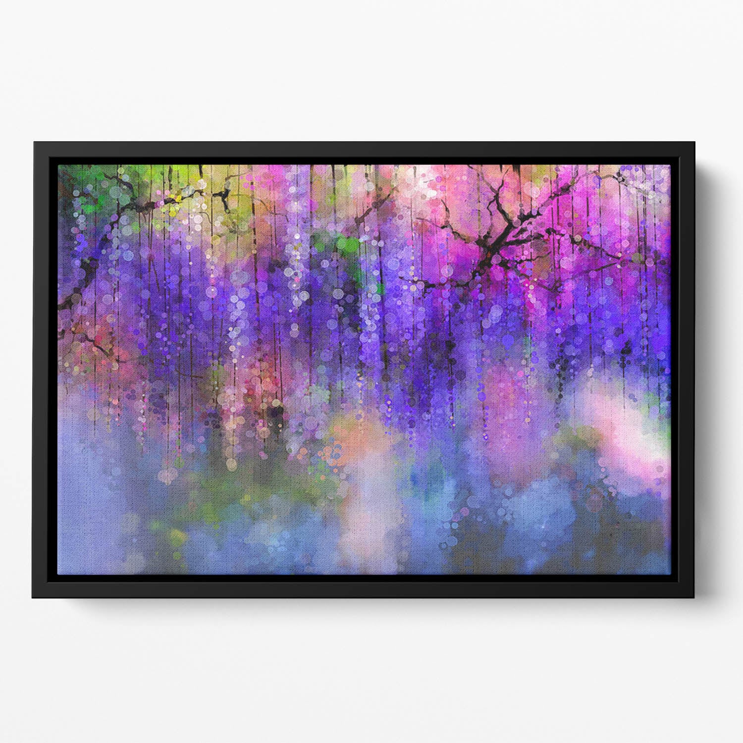 Abstract violet red and yellow color flowers Floating Framed Canvas